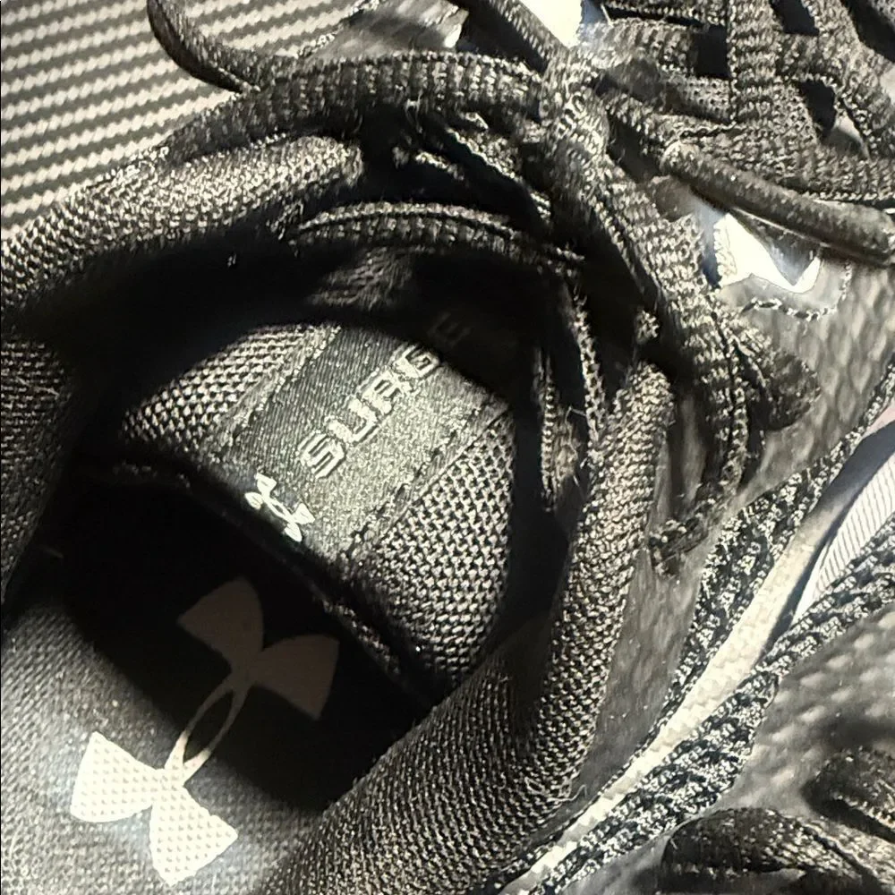 Under Armour Kids Black and White Knit Lace-Up Sneakers 7